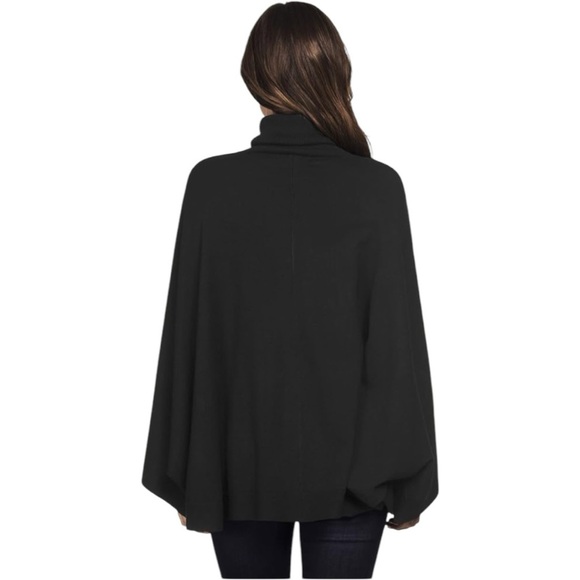 New! Ellos Women’s Plus Black Turtleneck Poncho Sweater - Picture 7 of 9